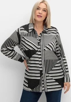 Hemdbluse mit grafischem Patchwork-Druck<sheego Clearance