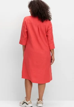Hemdblusenkleid aus Leinen-Viskose-Mix<sheego Online
