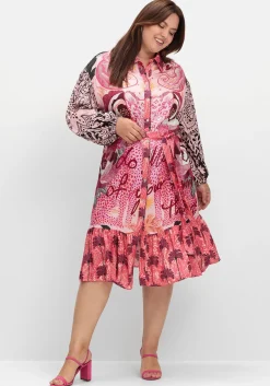 Hemdblusenkleid im Mustermix, mit Volant am Saum<sheego loves miss goodlife Outlet