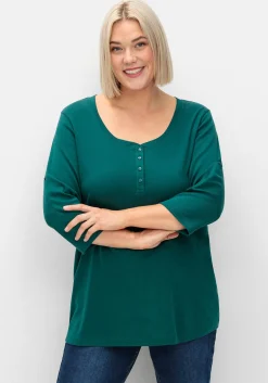 Henleyshirt mit 3/4-langen Krempelärmeln<sheego Clearance