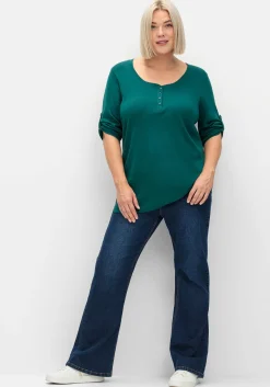 Henleyshirt mit 3/4-langen Krempelärmeln<sheego Clearance