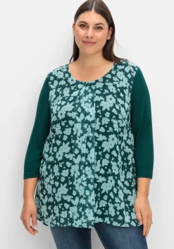 2-in-1-Blusenshirt mit bedrucktem Chiffon<sheego New
