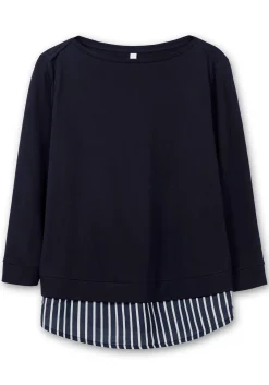 2-in-1-Langarmshirt mit Ansatz aus Blusenstoff<sheego Fashion