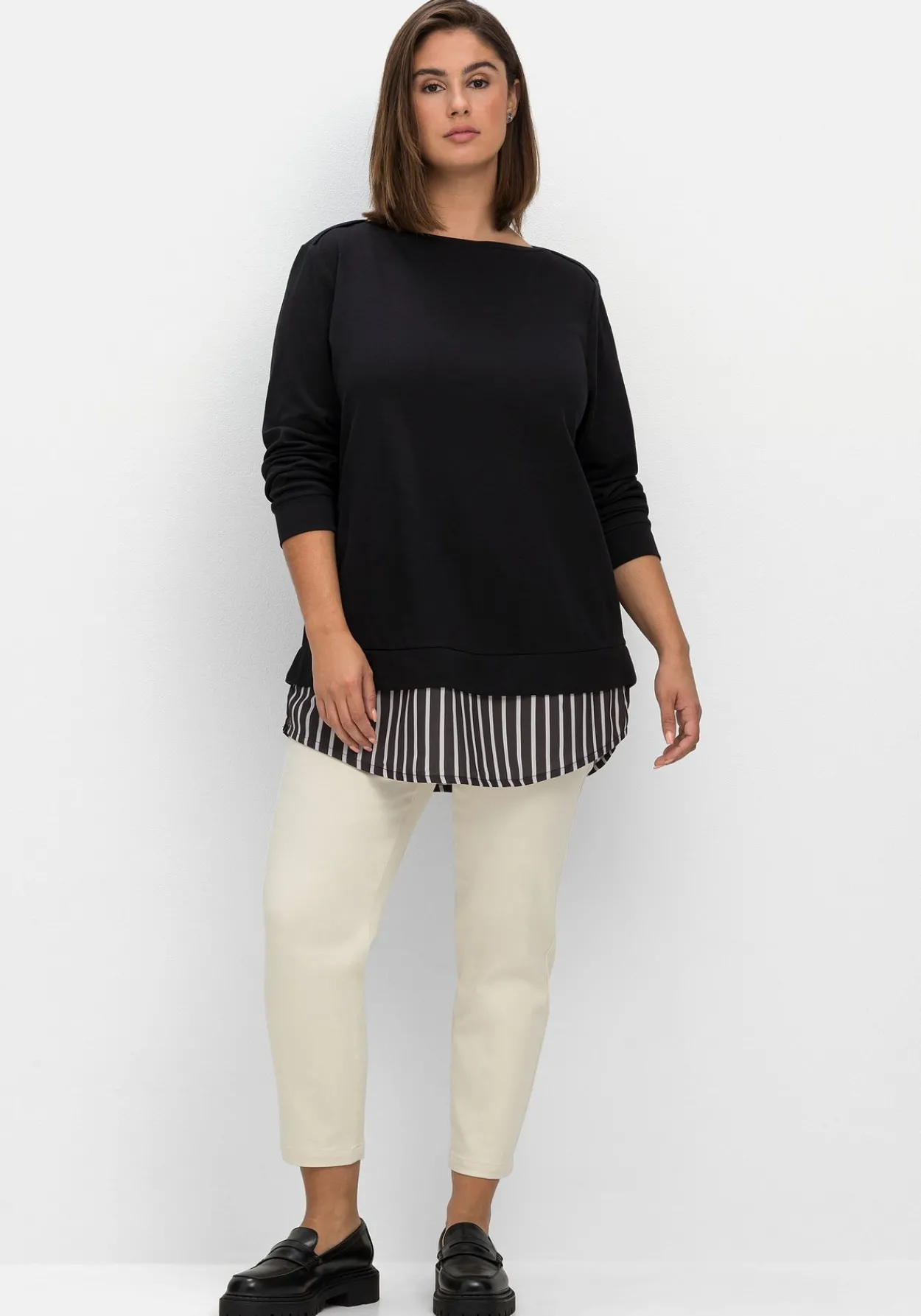 2-in-1-Langarmshirt mit Ansatz aus Blusenstoff<sheego New