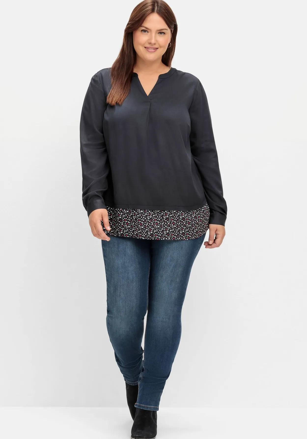 2-in-1-Tunika mit gemustertem Saum<sheego Fashion
