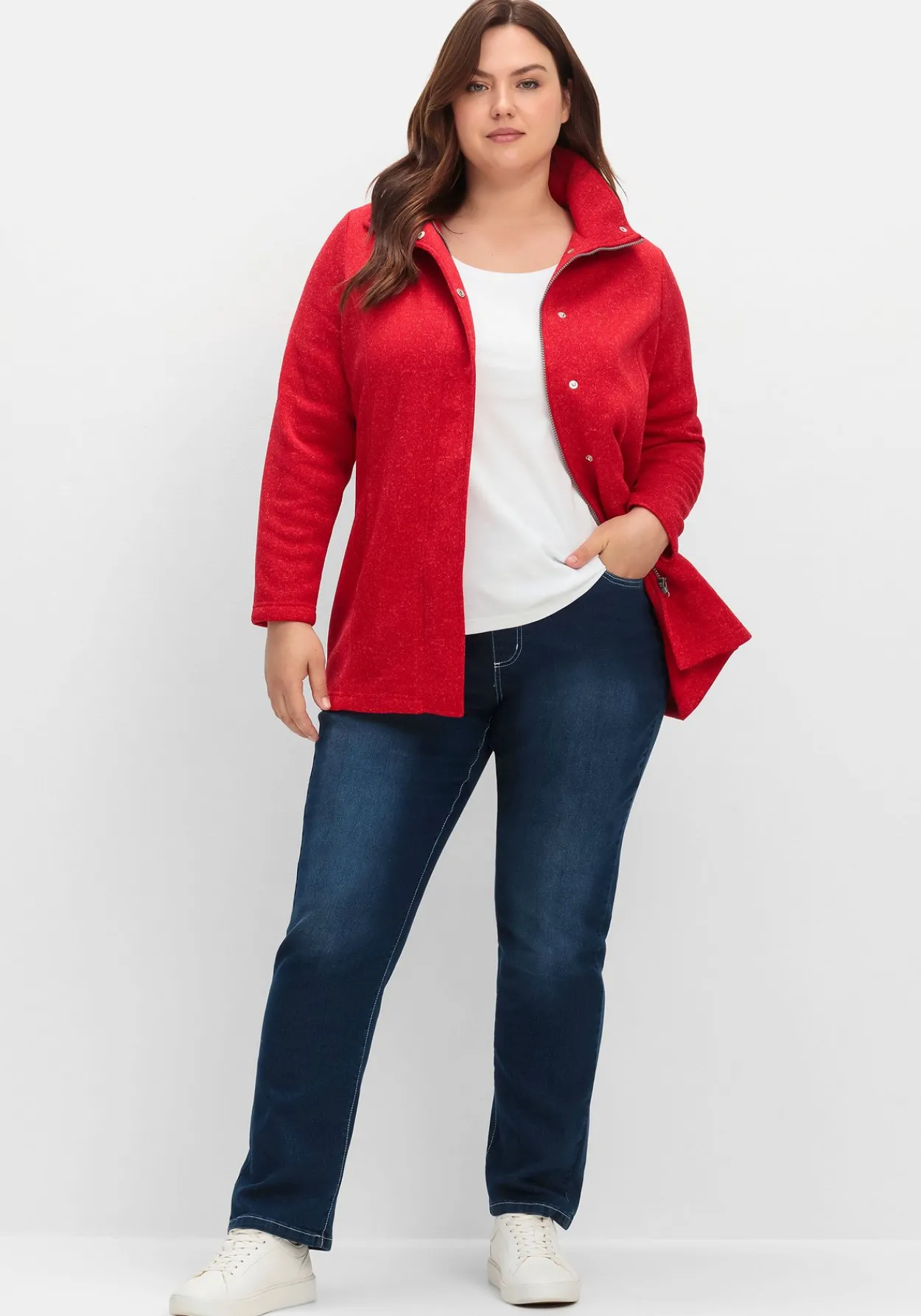 Jacke aus meliertem Strickfleece<sheego Best
