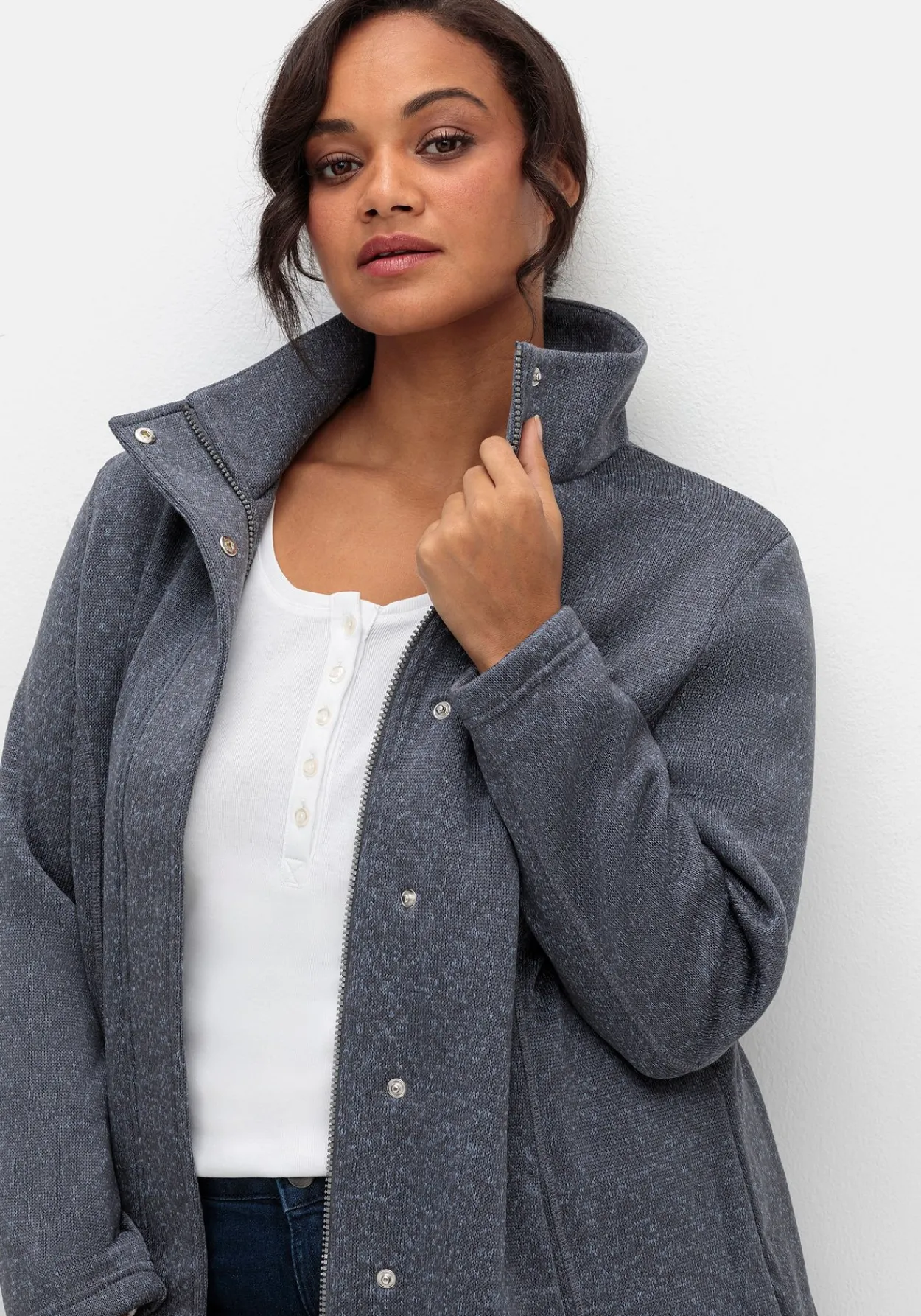 Jacke aus meliertem Strickfleece<sheego Best