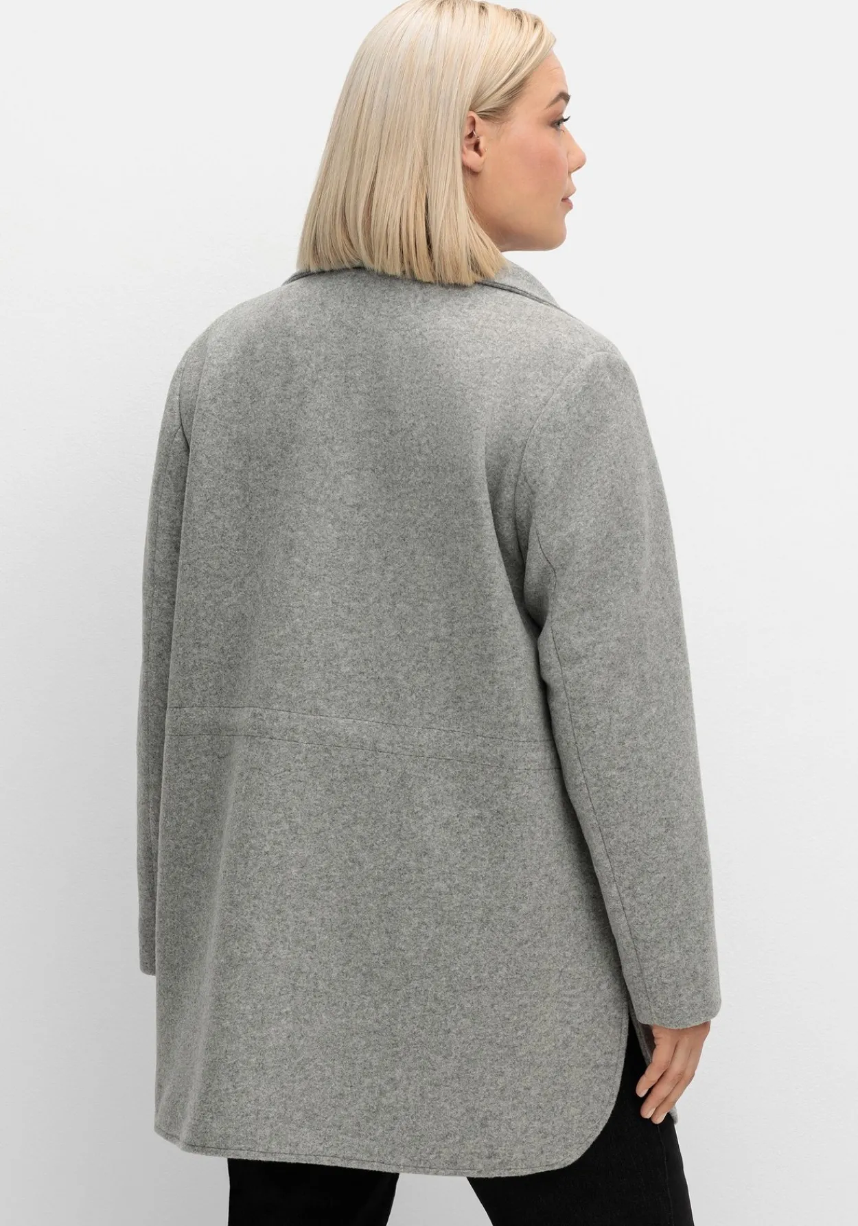 Jacke in Woll-Optik, mit abgerundeten Seitenschlitzen<sheego Clearance