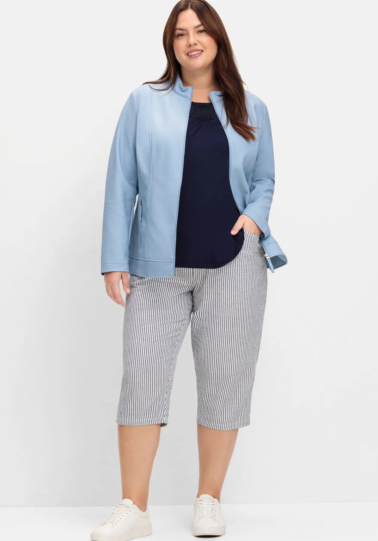 Jacke mit Stehkragen, aus Lederimitat<sheego Best