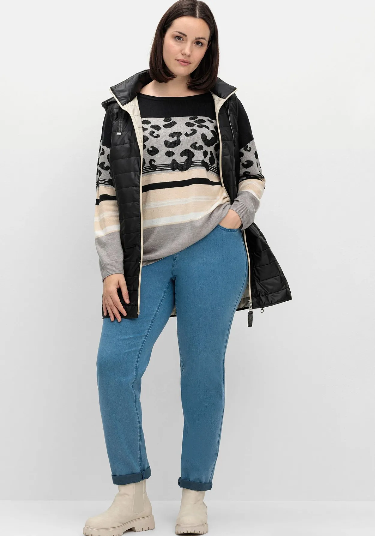 Jacquard-Pullover im Mustermix, mit Animalprint<sheego Outlet