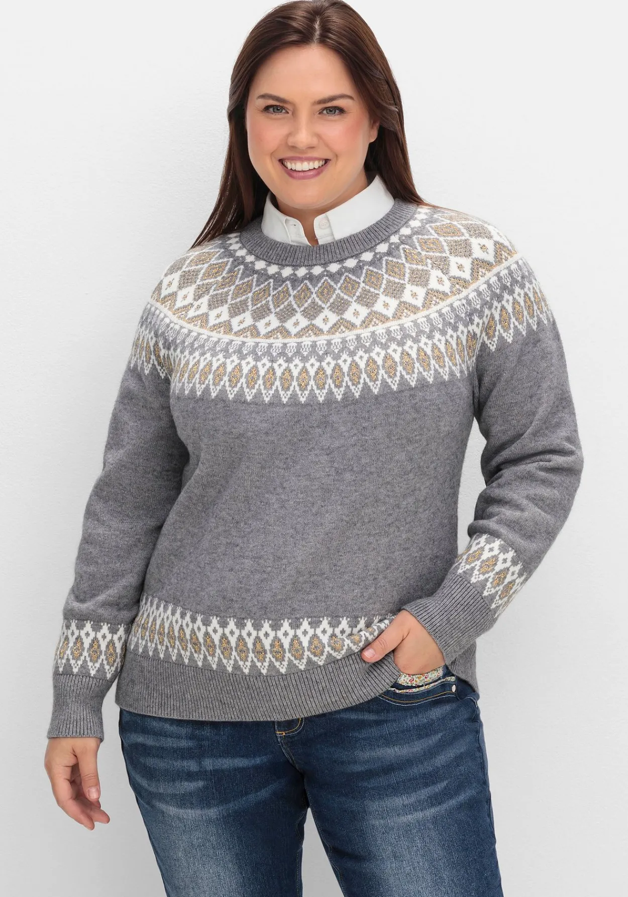 Jacquardpullover mit Norwegermuster<sheego by Joe Browns Fashion