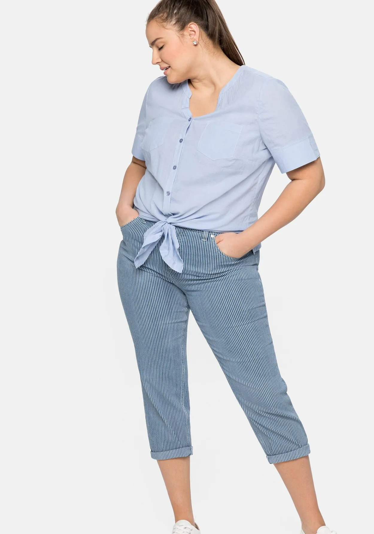 7/8-Jeans mit Allover-Streifen, in 5-Pocket-Form<sheego New