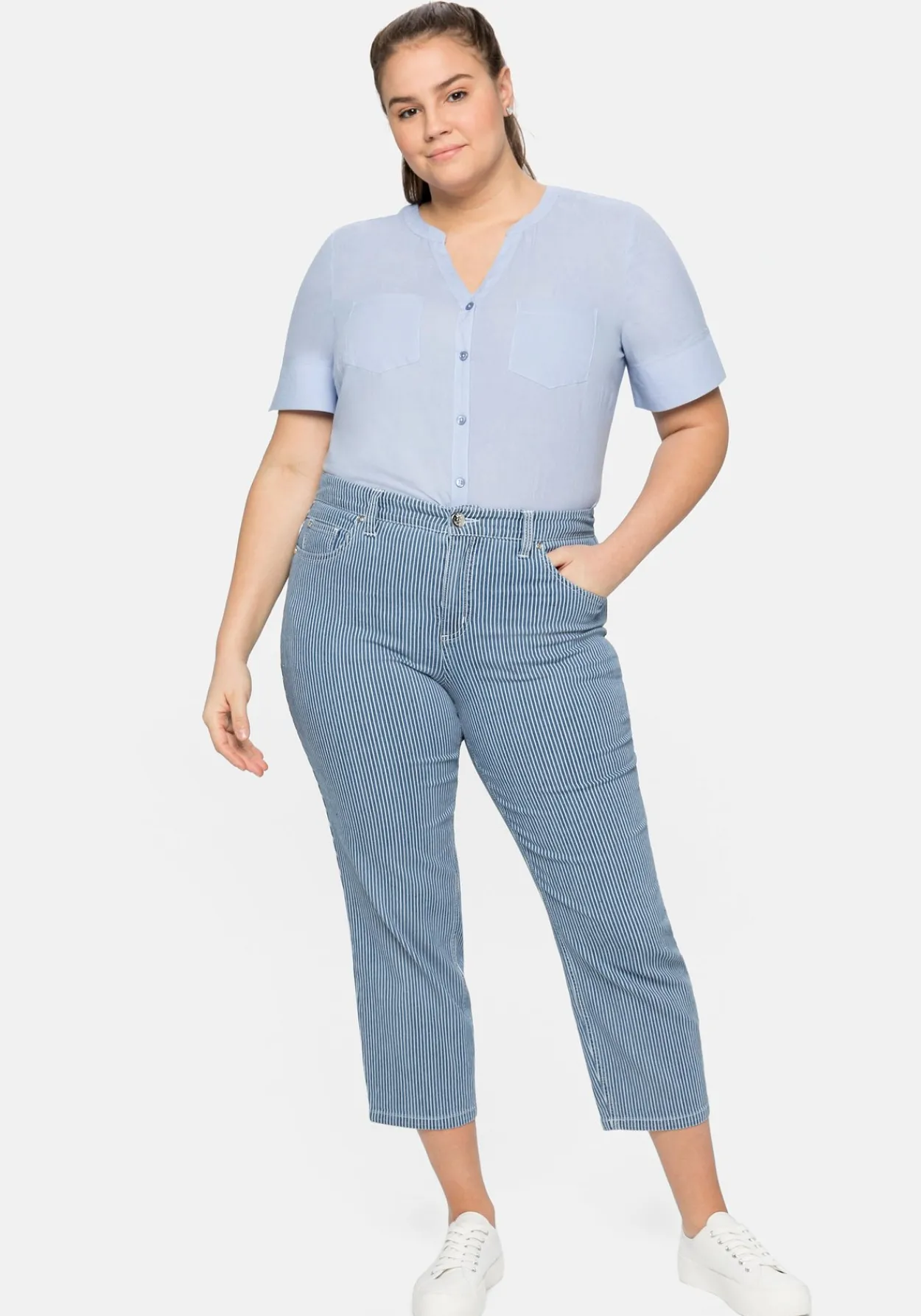 7/8-Jeans mit Allover-Streifen, in 5-Pocket-Form<sheego New