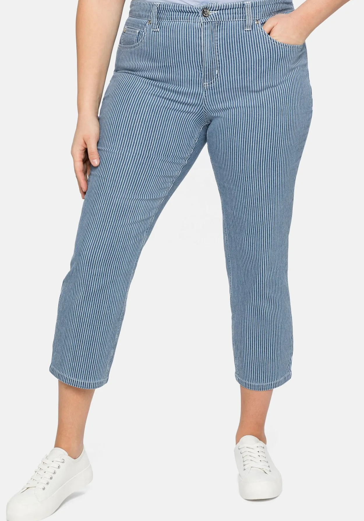 7/8-Jeans mit Allover-Streifen, in 5-Pocket-Form<sheego New