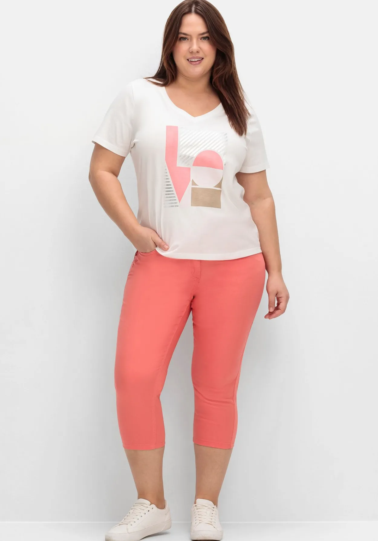 3/4-Jeans mit Zierschnürung hinten am Saum<sheego Outlet