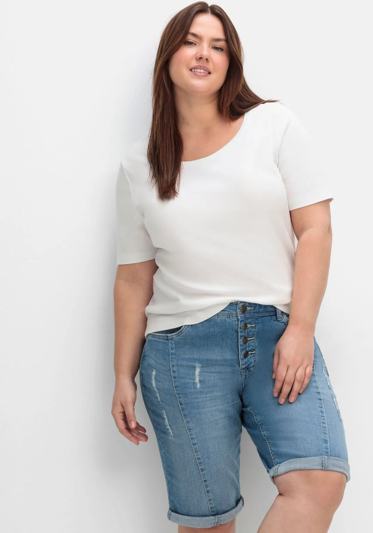 Jeansbermudas im Used-Look<sheego Sale