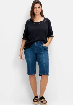 Jeans-Bermudas mit Gummibund und Teilungsnähten<sheego Hot