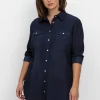 Jeansbluse mit Knopfleiste und Brusttaschen<sheego Fashion