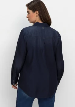 Jeansbluse mit Knopfleiste und Brusttaschen<sheego Fashion