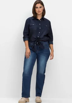 Jeansbluse mit Knopfleiste und Brusttaschen<sheego Fashion