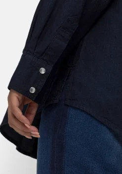 Jeansbluse mit Knopfleiste und Brusttaschen<sheego Fashion