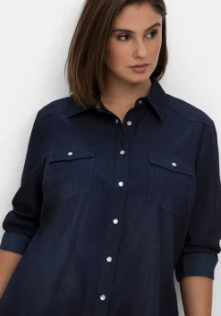 Jeansbluse mit Knopfleiste und Brusttaschen<sheego Fashion