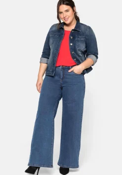 Jeansjacke in leicht taillierter und verkürzter Form<sheego Discount
