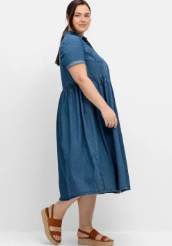 Jeanskleid mit Blusenkragen und Teilungsnaht<sheego Fashion