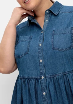 Jeanskleid mit Blusenkragen und Teilungsnaht<sheego Fashion