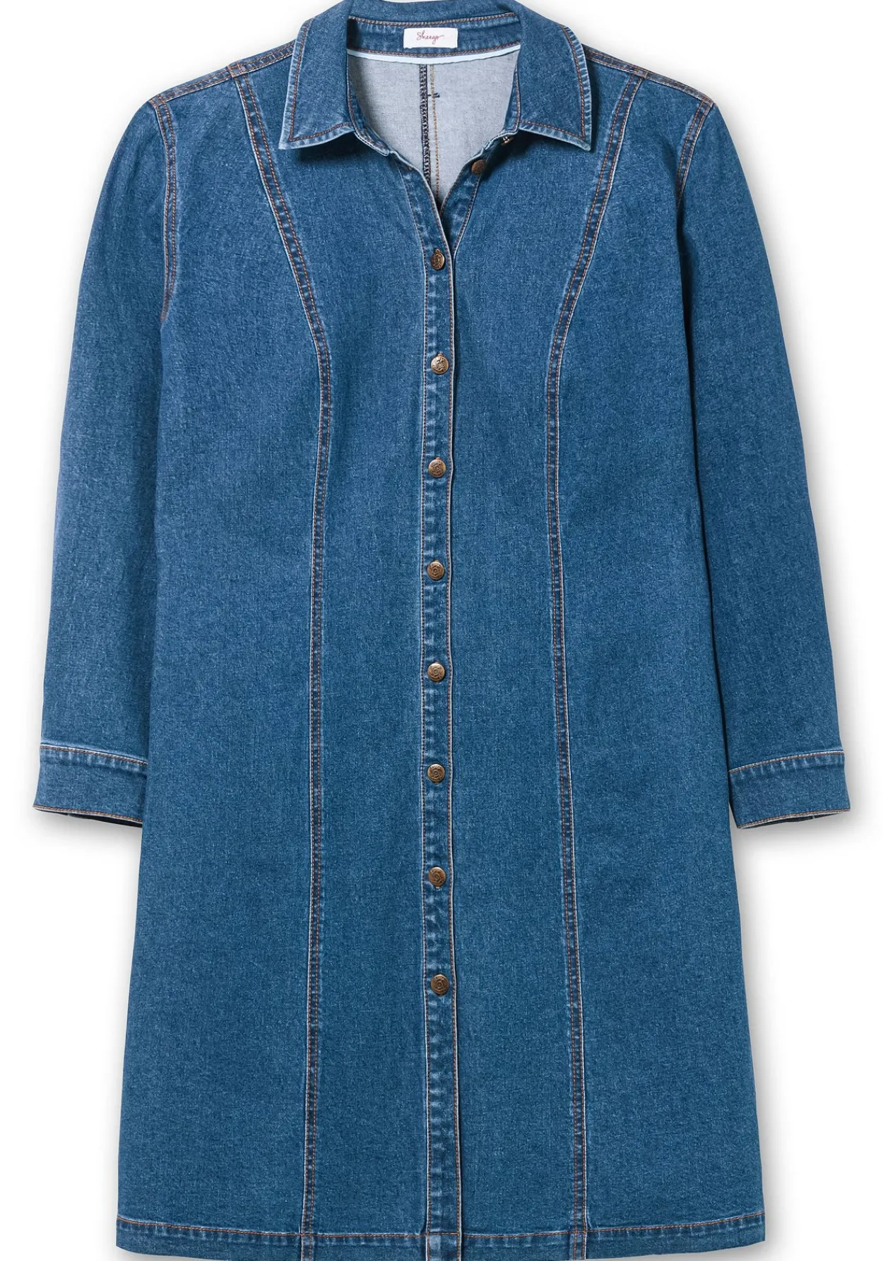 Jeanskleid mit Hemdkragen und Druckknopfleiste<sheego Hot