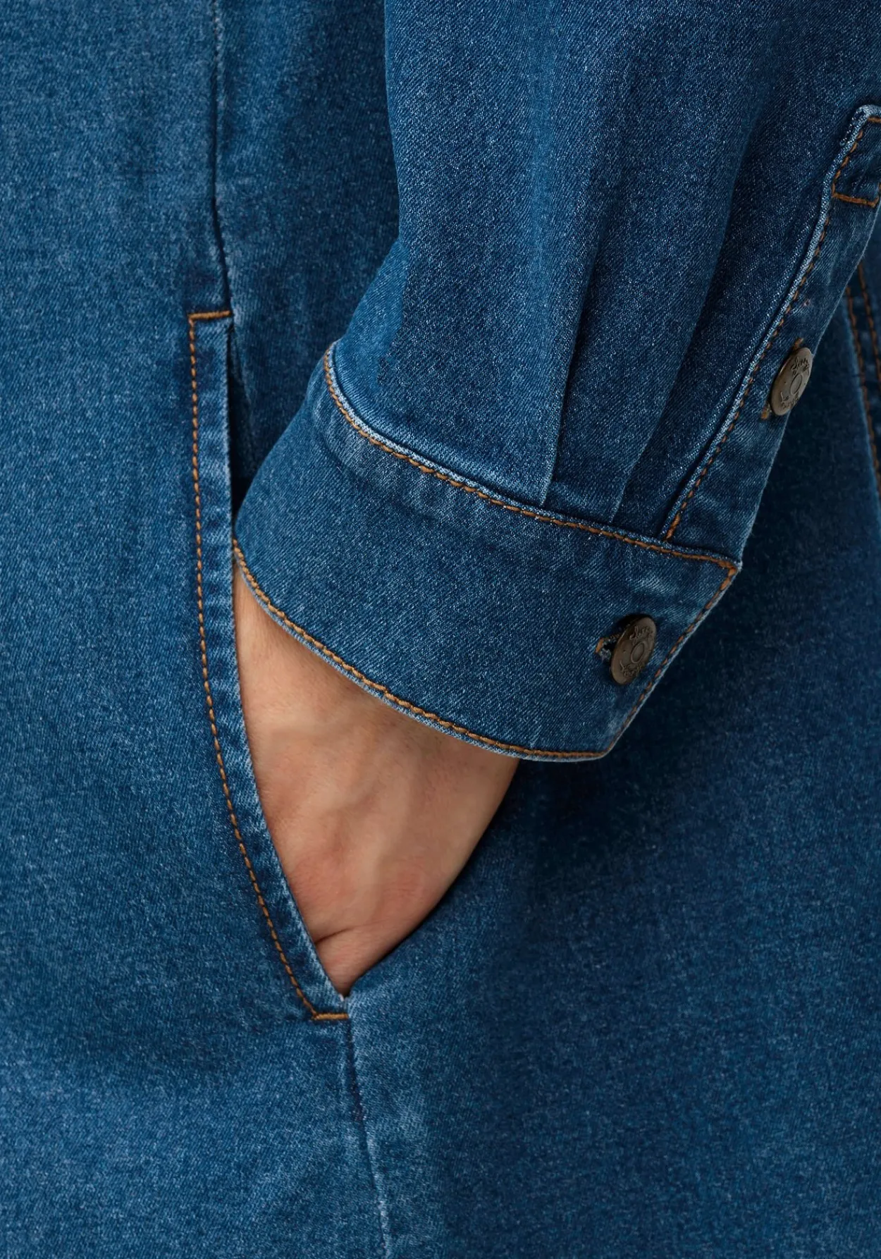 Jeanskleid mit Hemdkragen und Druckknopfleiste<sheego Hot