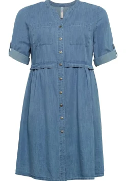 Jeanskleid mit Knopfleiste und hoher Taille<sheego Online