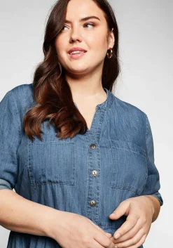 Jeanskleid mit Knopfleiste und hoher Taille<sheego Online