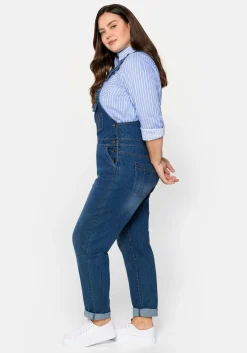 Jeans-Latzhose mit Brusttasche und seitlichem Einsatz<sheego Online