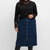 Jeansrock mit Zierknopfleiste, in A-Linie<sheego Discount