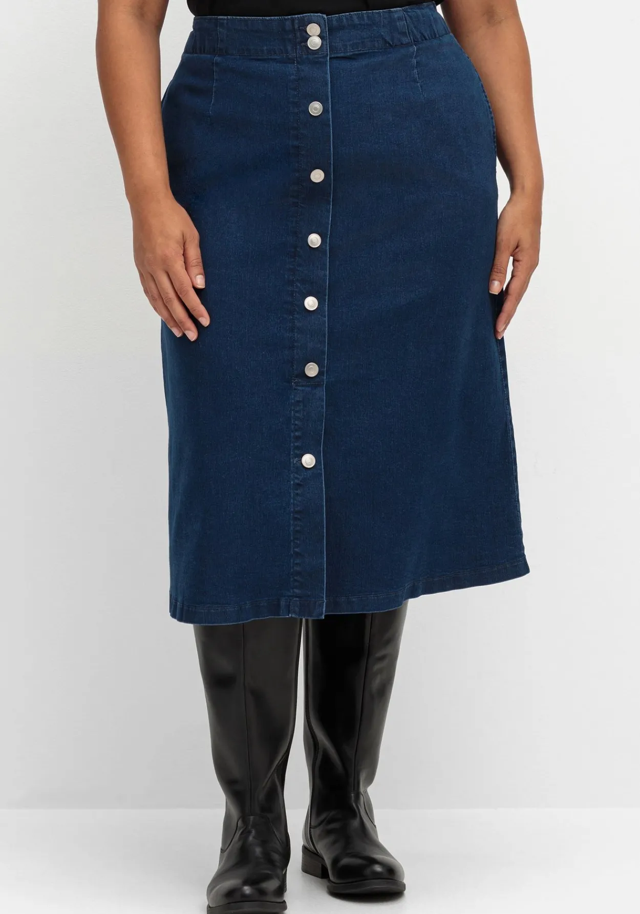 Jeansrock mit Zierknopfleiste, in A-Linie<sheego Discount