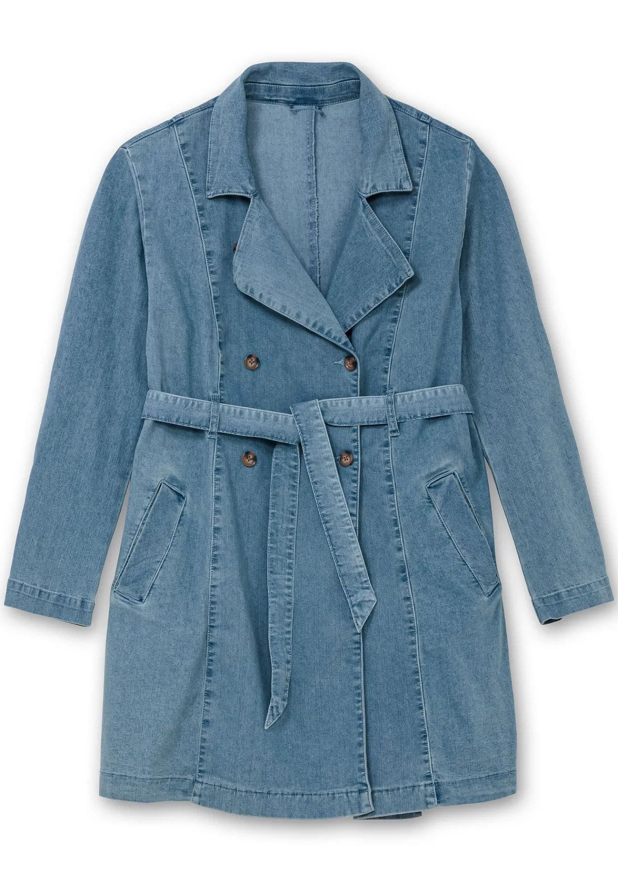 Jeans-Trenchcoat mit Bindegürtel<sheego Best
