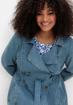 Jeans-Trenchcoat mit Bindegürtel<sheego Best
