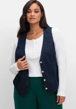Jeansweste in kurzer, taillierter Form<sheego Discount