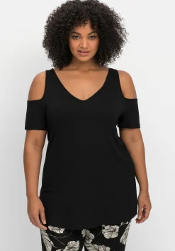 Jerseyhirt mit V-Ausschnitt, im schulterfreien Look<sheego Best