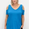 Jerseyhirt mit V-Ausschnitt, im schulterfreien Look<sheego Outlet