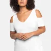 Jerseyhirt mit V-Ausschnitt, im schulterfreien Look<sheego New
