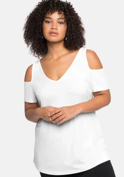 Jerseyhirt mit V-Ausschnitt, im schulterfreien Look<sheego New