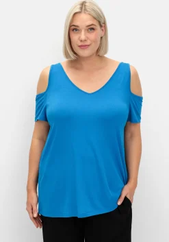 Jerseyhirt mit V-Ausschnitt, im schulterfreien Look<sheego Outlet