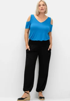 Jerseyhirt mit V-Ausschnitt, im schulterfreien Look<sheego Outlet