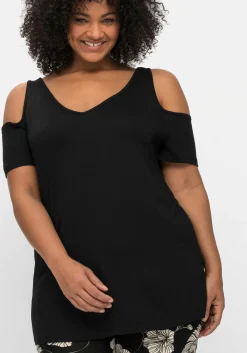Jerseyhirt mit V-Ausschnitt, im schulterfreien Look<sheego Best