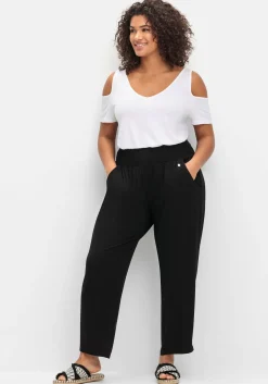 Jerseyhose mit breitem Smokbund und Blumendruck<sheego Discount