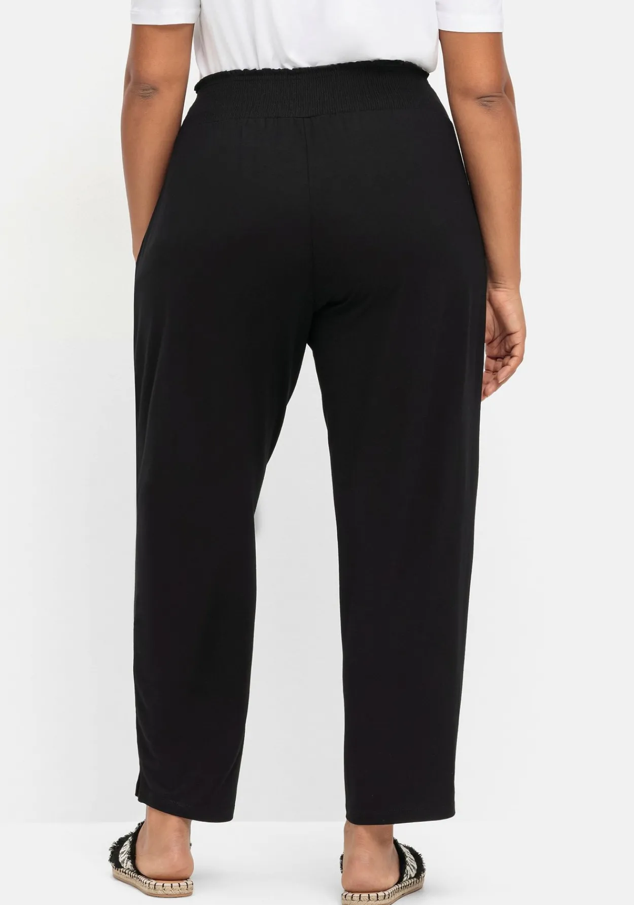 Jerseyhose mit breitem Smokbund und Blumendruck<sheego Discount
