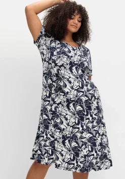Jerseykleid in A-Linie, mit Blumenprint<sheego Discount