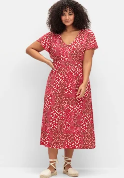 Jerseykleid in Midilänge, mit Blumenprint<sheego Hot